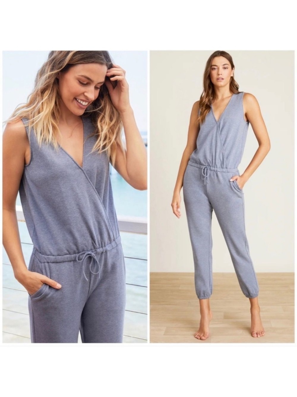 BAREFOOT DREAMS Malibu Collection Luxe Lounge Sleeveless Jumpsuit Size XS